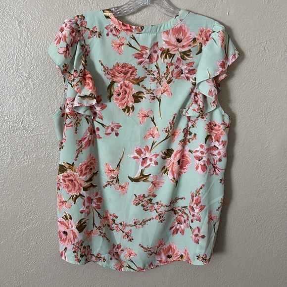 DR2 Floral Women’s Sleeveless Top XL Mint Pink - Picture 5 of 5